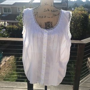 Lace/Embroidery Pretty White Tank